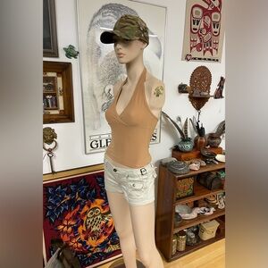 Y2K White Shorts with Straps and Buckles